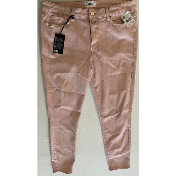 *PAIGE* PINK DENIM WOMEN SZ 33 HOXTON ANKLE STRAIGHT LEG JEANS Made In USA - Picture 2 of 14